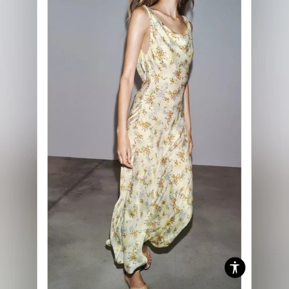 Zara ZW Collection Long Printed Satin Dress - Picture 6 of 9